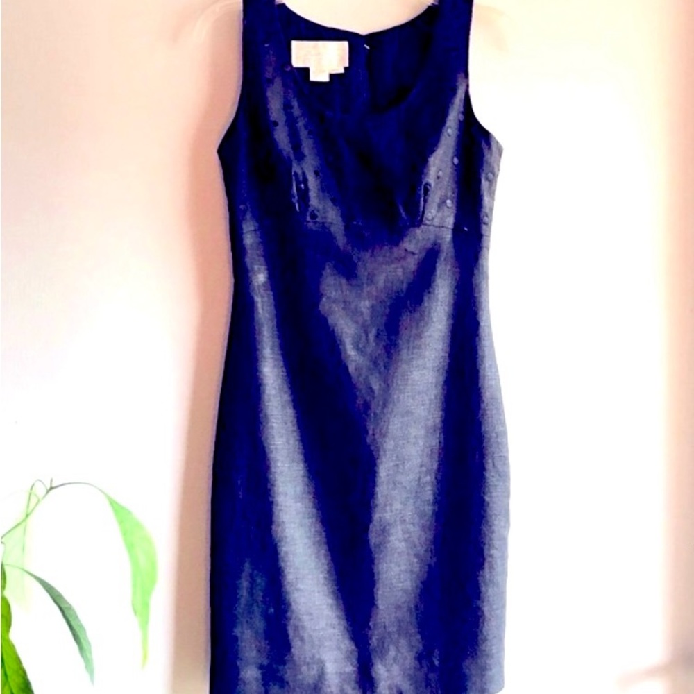 Jim Tremblay Vintage Black Ramie Sleeveless Sheath SZ 4 Black Embroidered Bodice